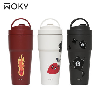 【WOKY X KURT】聯名心花淡放渾圓杯鈦陶瓷770ml(附矽膠粗吸管 + Tritan彈跳粗吸管)