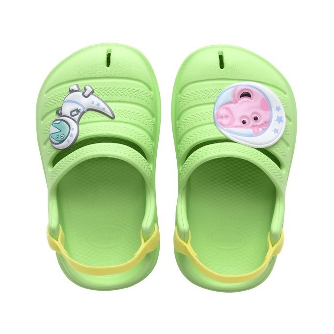 havaianas 哈瓦士 巴西人字拖 兒童款 Baby peppa pig 佩佩豬綠 包頭涼鞋 拖鞋 海灘鞋＊花小小＊