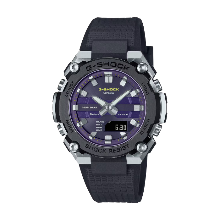 【CASIO G-SHOCK】G-STEEL系列超纖薄雙顯腕錶-神秘紫/GST-B600A-1A6/台灣總代理公司貨享一