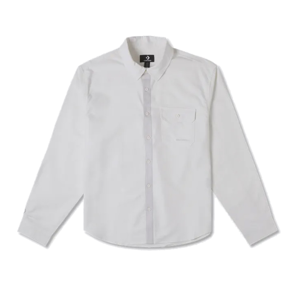 CONVERSE  男長袖襯衫 OXFORD BUTTON DOWN -白色- 10025637-A03