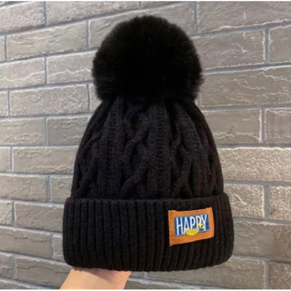 加絨保暖毛線帽、毛球針織帽、帽子(全新有二色)