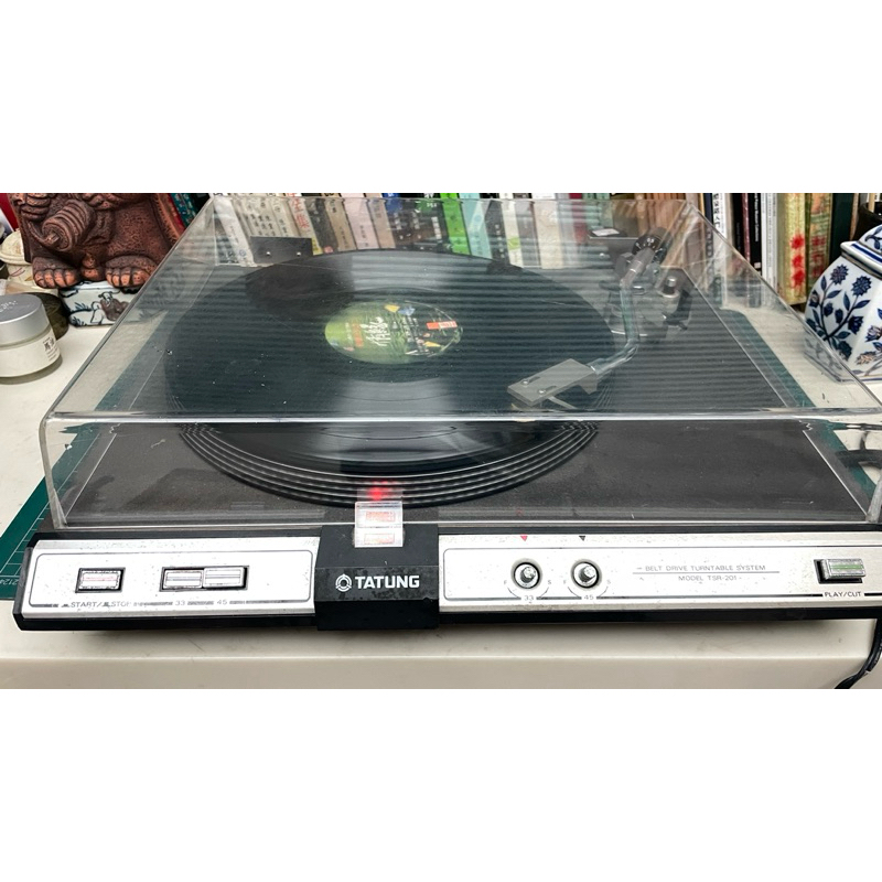 33/45轉速可細緻微調的老黑膠唱機（附唱頭組） 立馬可播 功能正常 防塵蓋完整 二手黑膠唱片機 唱盤