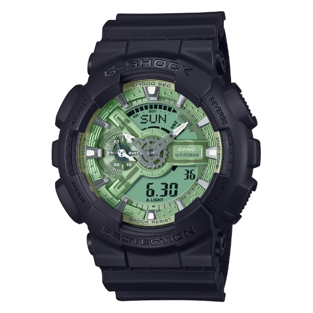 CASIO 卡西歐(GA-110CD-1A3) G-SHOCK 街頭質樸風格 酷炫設計 大錶殼雙顯錶-綠色
