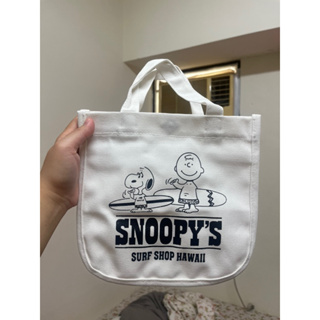 ［全新］snoopy’s 手提包 便當包 帆布袋 （白色）