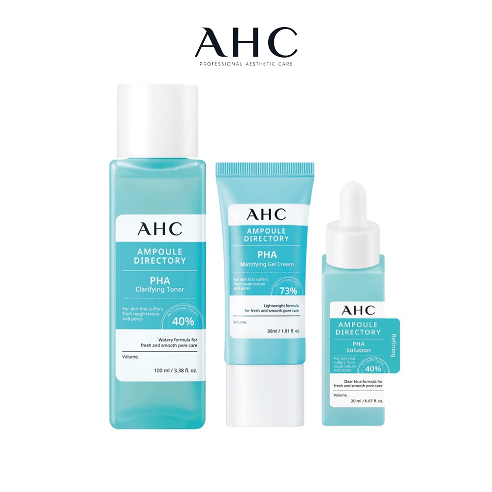【AHC】琥珀酸毛孔緊緻組合(平衡水+水凝凍+肌膚解答精華液)