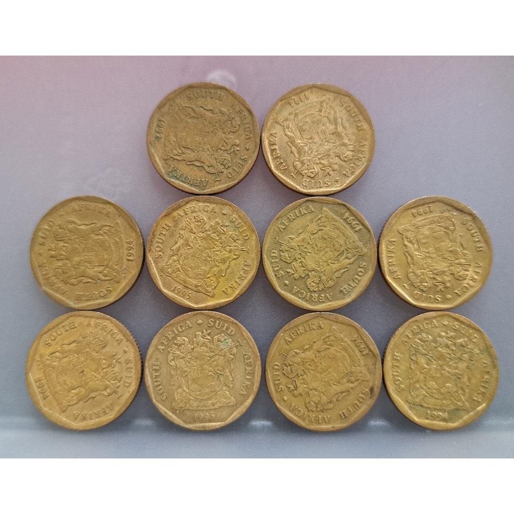 幣723 南非1992.94.95年20分硬幣 共10枚