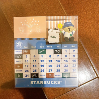 Starbucks星巴克 25週年 小熊萬年積木桌曆 男生款