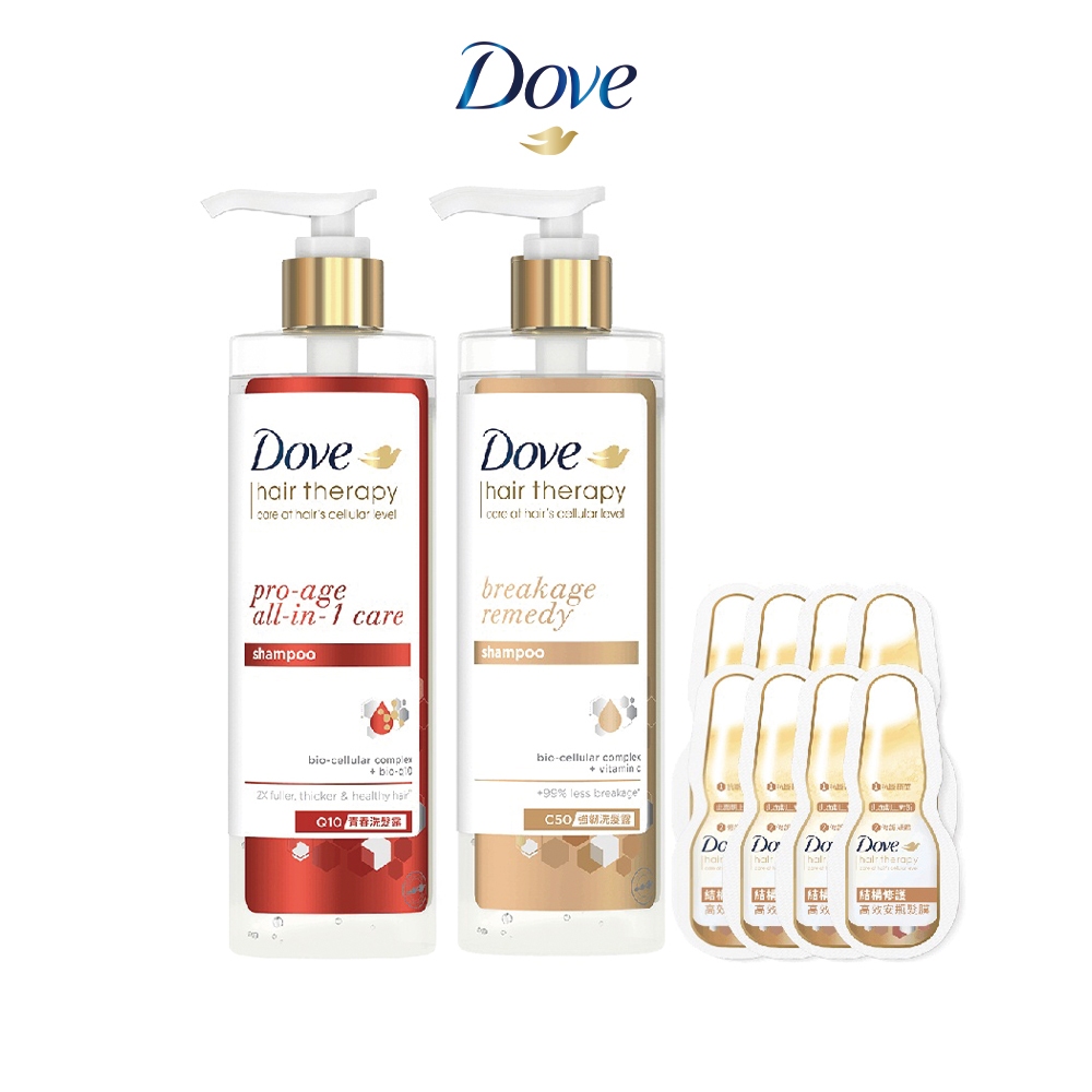 【DOVE多芬】多芬髮結構修護洗髮露2入+結構修護高效安瓶髮膜(3ML+12G) 8入