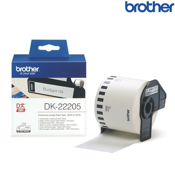 Brother兄弟 DK-22205 連續標籤帶 白底黑字 30.48M (寬度62mm) 標籤貼紙 色帶
