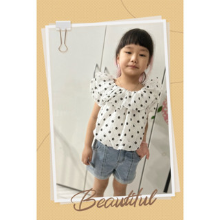 (剩130.140/103)Fei Fei🍉2024夏季新款🍉 香水娜娜 10341 波點荷葉領泡泡上衣 90-140