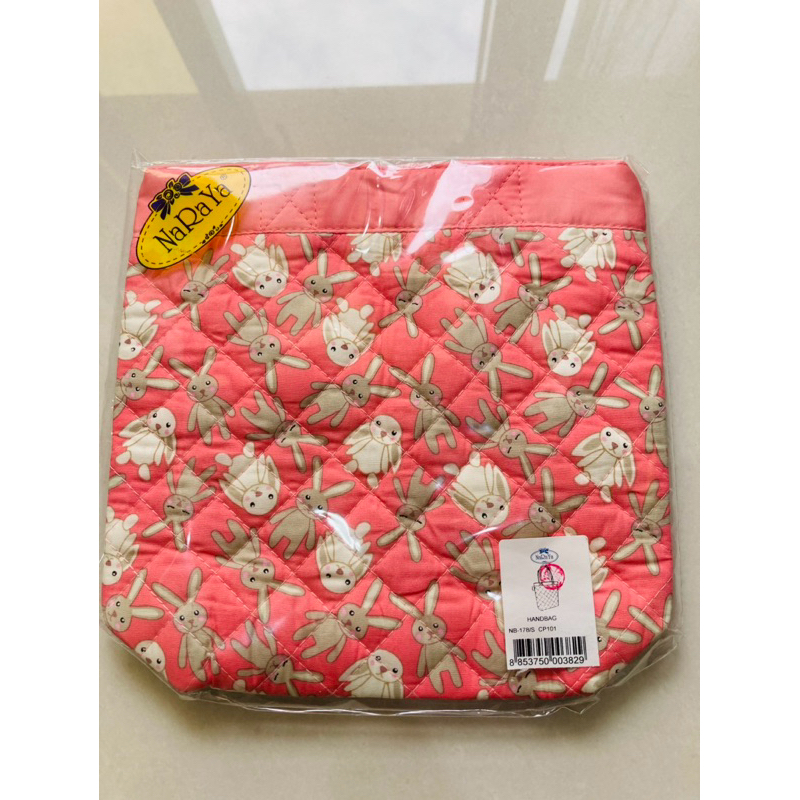 泰國正版手工粉色兔子寬底曼谷包 手提包 兔子手提包