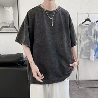 純棉 短袖 水洗做舊 美式復古 oversize 印花 t恤 ins風衣服 美式復古上衣 潮流衣服 短袖男