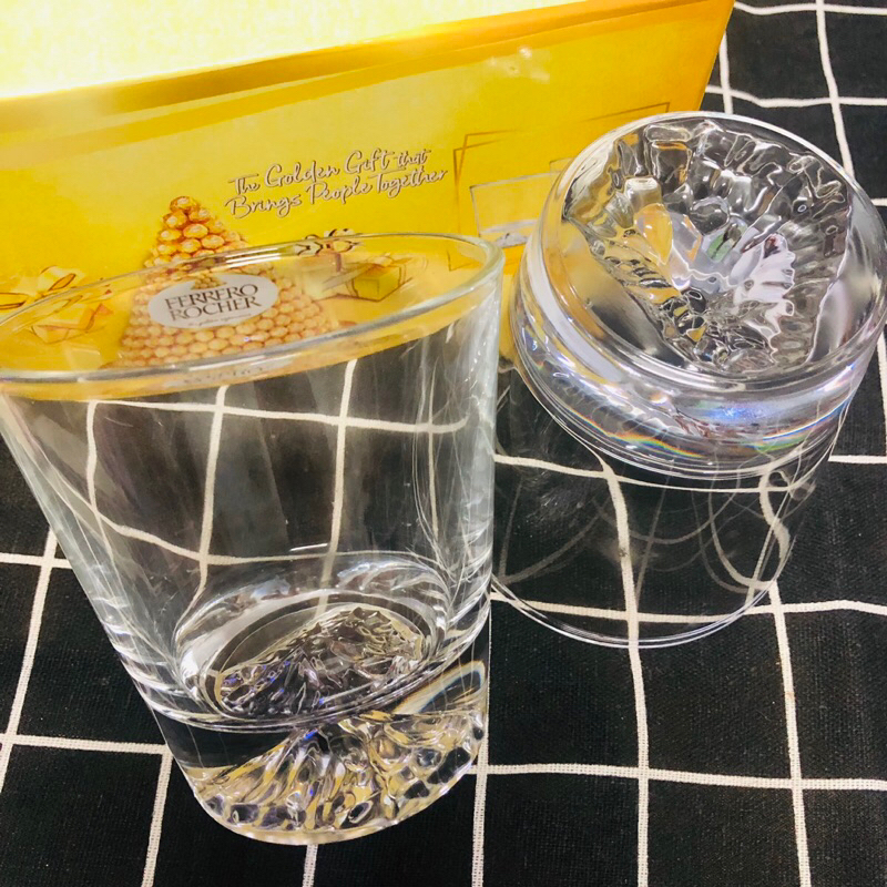金莎 造型杯底玻璃對杯組 富士山造型玻璃杯 威士忌杯 情侶玻璃對杯 透明玻璃杯