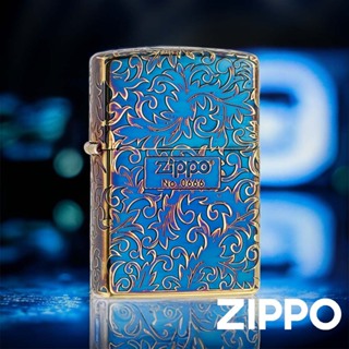 ZIPPO 阿拉伯式花紋防風打火機 ZA-6-O15 五面蝕刻 雷射雕刻 蔓藤花紋 藍色 富麗華貴 終身保固