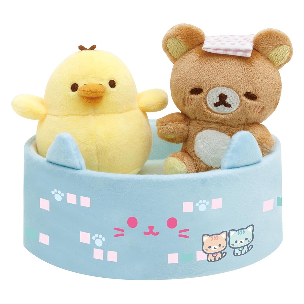 San-X 拉拉熊 懶懶熊 貓咪湯屋系列 澡堂迷你娃娃組 拉拉熊與小黃雞 XS83876
