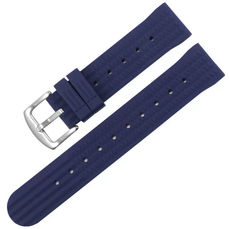 適用歐米茄海馬矽膠錶帶天梭精工西鐵城藍色防水柔軟橡膠矽膠錶帶 19mm 20mm 21mm 22mm 替換錶帶