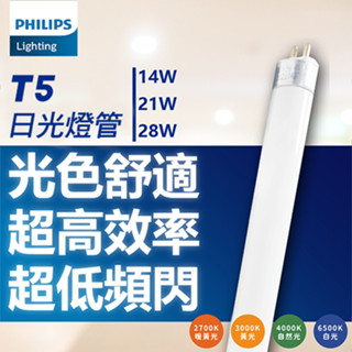 【卡樂】PHILIPS飛利浦 TL5燈管 14W 21W 28W 白光自然光黃光 T5燈管 日光燈