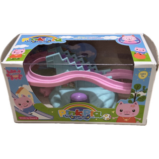 滿額贈-現貨-pink pig 粉紅豬(手壓式)上樓梯溜滑梯/生日、兒童禮物玩具