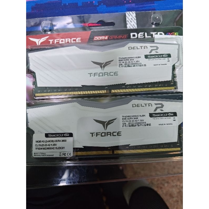 十銓 T-Force Delta 炫光RGB系列 16GB(雙通8GB*2) DDR4-3600(白色)/CL18