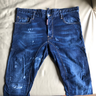 保證正品 DSQUARED 2 D2 藍色 刷白 破損 騎士款 牛仔褲 SIZE 52