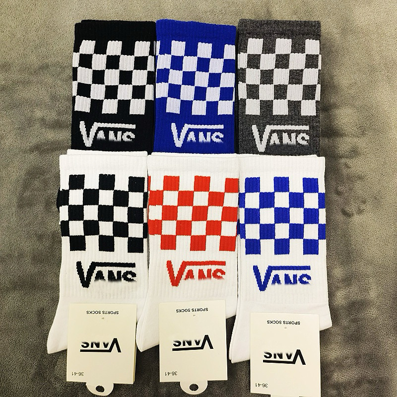 🇺🇸VANS SOCKS 襪子 長襪 拼格 格子 白襪 滑板鞋必備 男女 足球襪 小腿襪 襪