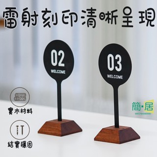 桌號牌不鏽鋼訂製實木餐廳桌上號牌立式餐桌數位掃碼點餐牌飯店餐廳婚禮輕奢桌號牌訂做吧檯雙面臺牌 簡居