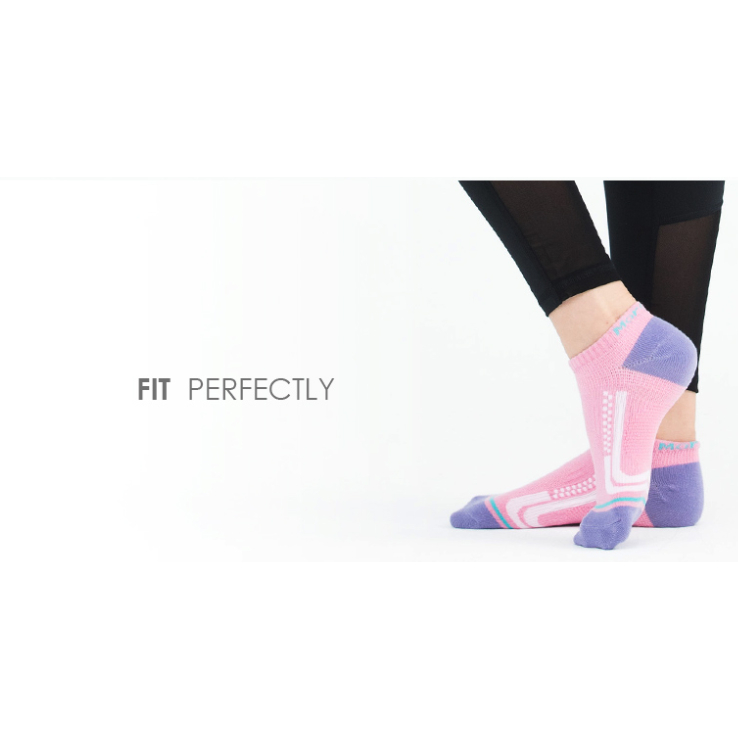 【瑪榭購入】粉紫色 FootSpa輕護足弓透氣運動船襪-賽車格  舒適 可愛 甜美