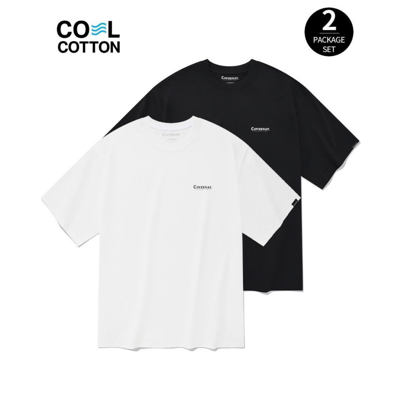 【ohwin】covernat 涼感上衣 短袖 兩件組 黑色+白色 韓國代購