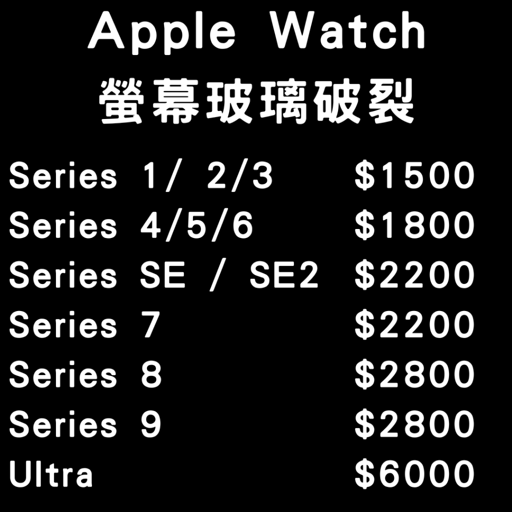 Apple watch玻璃維修/換玻璃/破裂/觸控/手錶維修/藍寶石玻璃 1/2/3/4/5/6/7/8代/SE/SE2