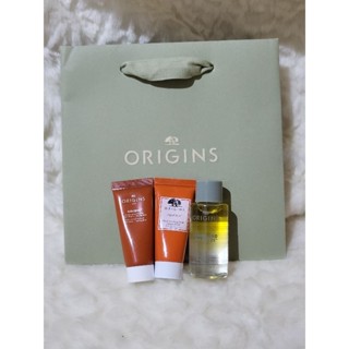 [全新／現貨] 品木宣言 ORIGINS 旅行組-潔顏油30ml+亮顏C面膜15ml+亮顏C水凝乳15ml