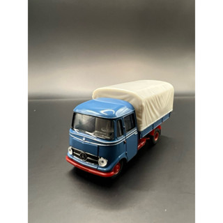 [二手] 1/87 Mercedes-Benz L319 貨車 德國車 皮卡 運輸模型車 淺藍色 車棚可拆 復古車