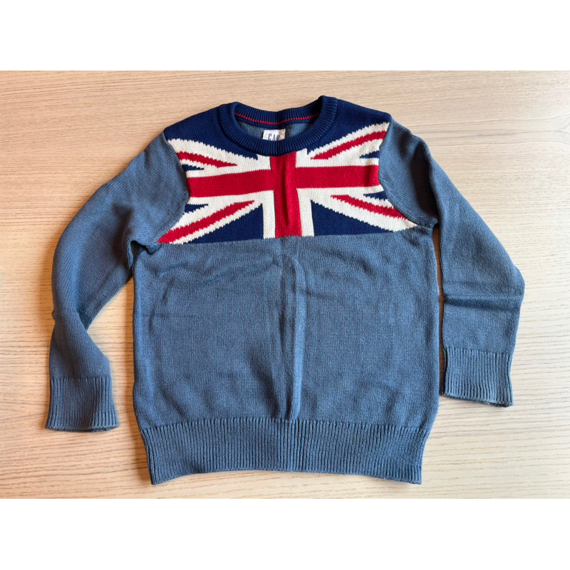 GAP兒童針織上衣，英國國旗圖案，尺寸XS，110公分，4-5歲