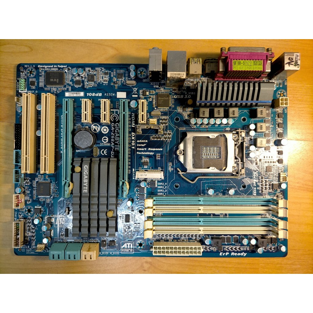 A.1155主機板-GA-Z68AP-D3 DDR3雙通道 i7 i5 i3 mSATA固態硬碟 支援3T直購價1280