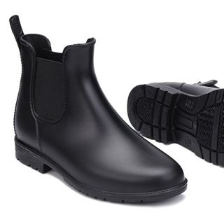 全防水黑色雨靴 大尺碼雨鞋至43 百搭防水鬆緊晴雨兩穿切爾西雨鞋 切爾西靴