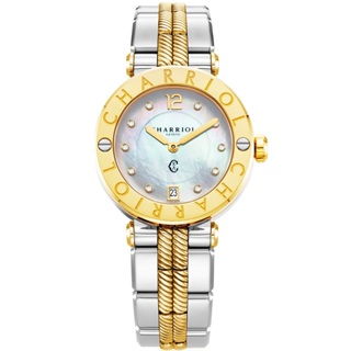 CHARRIOL 夏利豪 St-Tropez 珍珠貝面鑽石女錶 手錶-36mm CR36SY921003