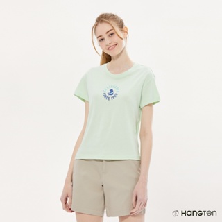 Hang Ten 女裝BCI純棉加州熊主題印花短袖T恤(淺綠)
