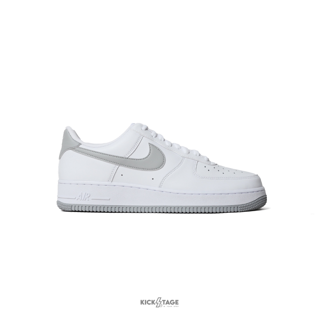 NIKE AIR FORCE 1 '07 全白灰勾 白灰 皮革 低筒休閒鞋 男鞋【FJ4146-100】