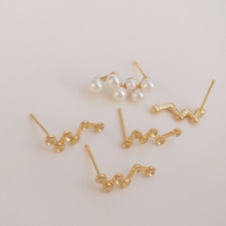 宏雲Hongyun-ala- 保色14K包金珍珠空托耳釘925銀針diy手工粘珠耳飾品耳環材料配件