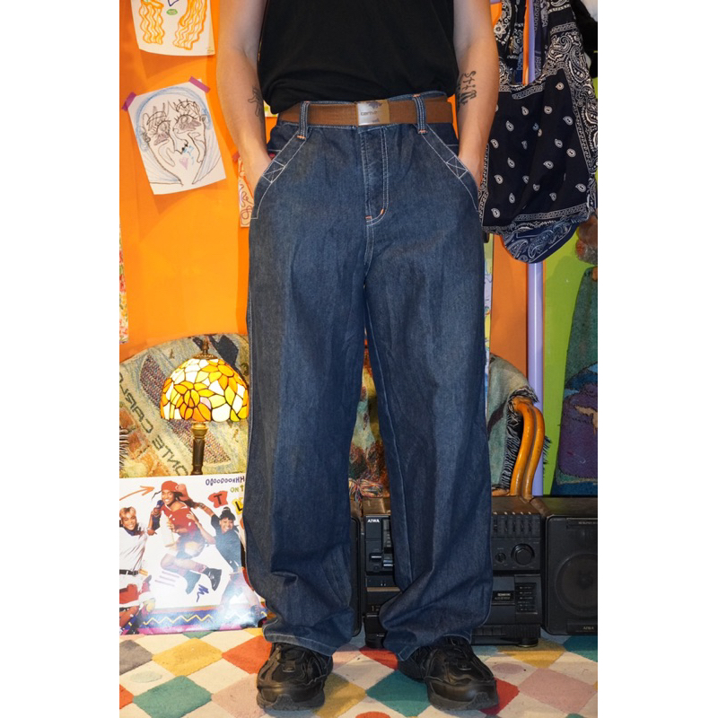 古著•Nuzi_s • DERMSON刷色牛仔工作褲 XP4031203 Y2K 嘻哈街頭牛仔寬褲 牛仔褲
