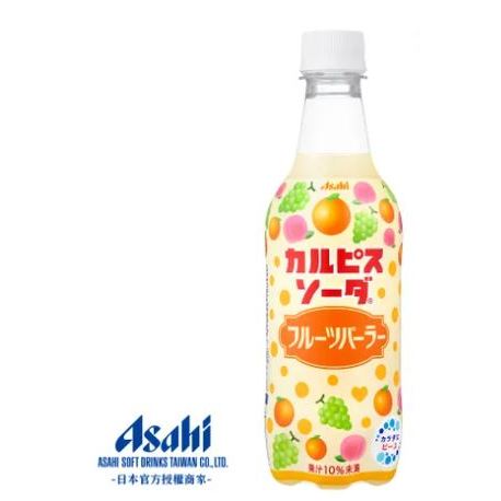 日本 Asahi 可爾必思 蘇打 水果 總匯 450ml 箱購 24瓶 汽水 水果汽水 乳酸菌+酵母 天然發酵 氣泡飲