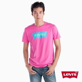 Levis 男款 短袖T恤 鏡像高密度膠印Logo 桃紅 22489-0198