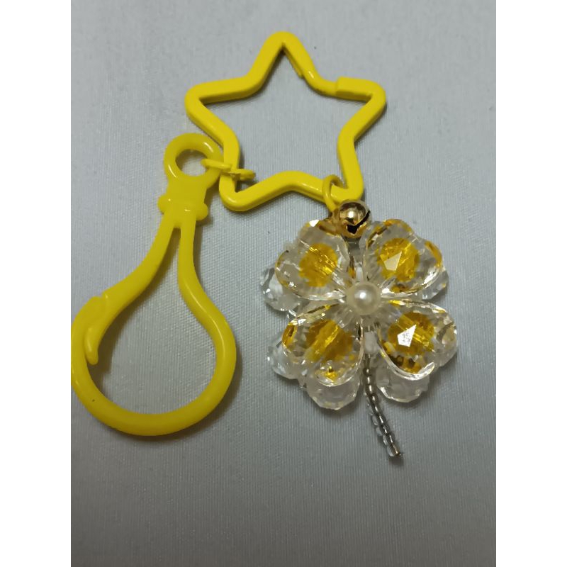 黃色幸運草 串珠吊飾鑰匙圈