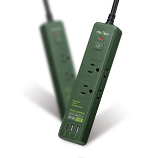 SNAKE 1開6插PD快充安全插座 1.2M 軍綠色(P3224U)-KTnet TW