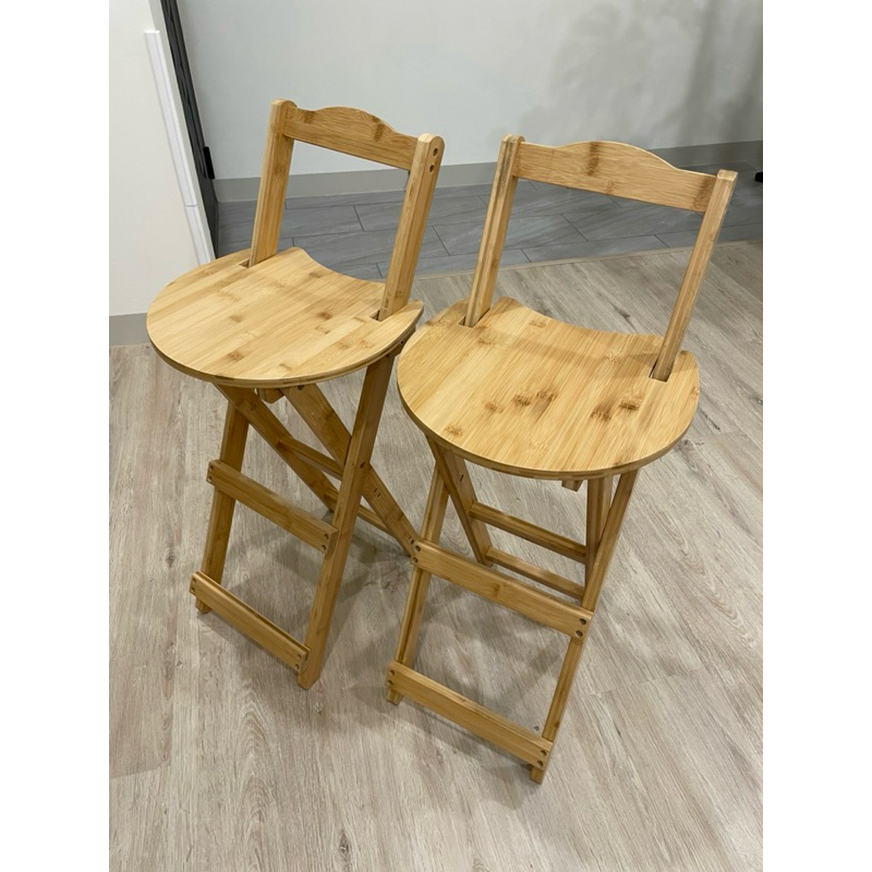 (二手) 近新 木製 折疊椅 高腳椅 吧檯椅 吧台椅 餐桌椅 酒吧椅 （2張合售)