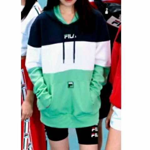 （全新）FILA 長袖連帽T恤-綠色XL