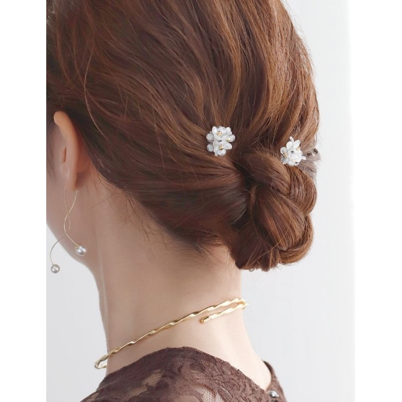 ✨️現貨✨️日本髮飾ANEMONE 小花髮叉2入一組 圓珠加鑽3入一組 優雅氣質 甜美風格