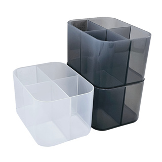 MACRO GIANT 日光收納盒 4格 透黑 透白 PP材質 台灣製造 分隔收納 可疊加 桌上收納 小物 筆筒 文具