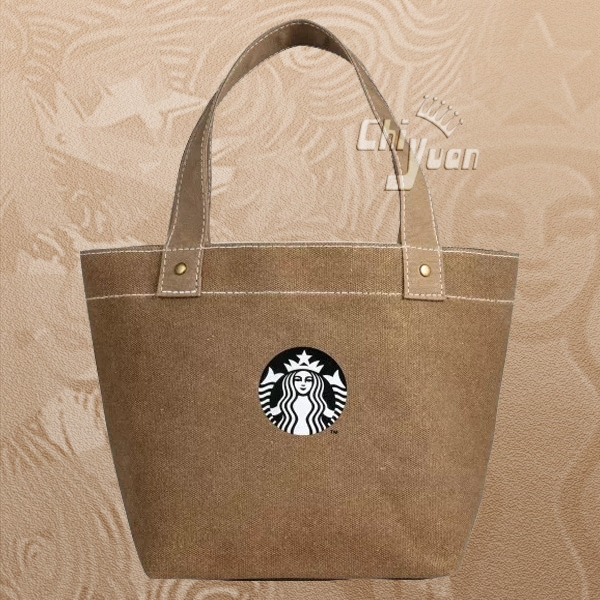 Starbucks 台灣星巴克 2021 卡其棕女神提袋 黑女神LOGO 帆布提袋 經典品牌