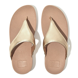 FitFlop LULU TOE-POST 金屬感亮面造型夾腳涼鞋 金色