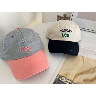 【MasCool 】韓國代購 LEE 拚接 老帽 帽 鴨舌帽 帽子 CAP 復古 棒球帽 CAP 老帽